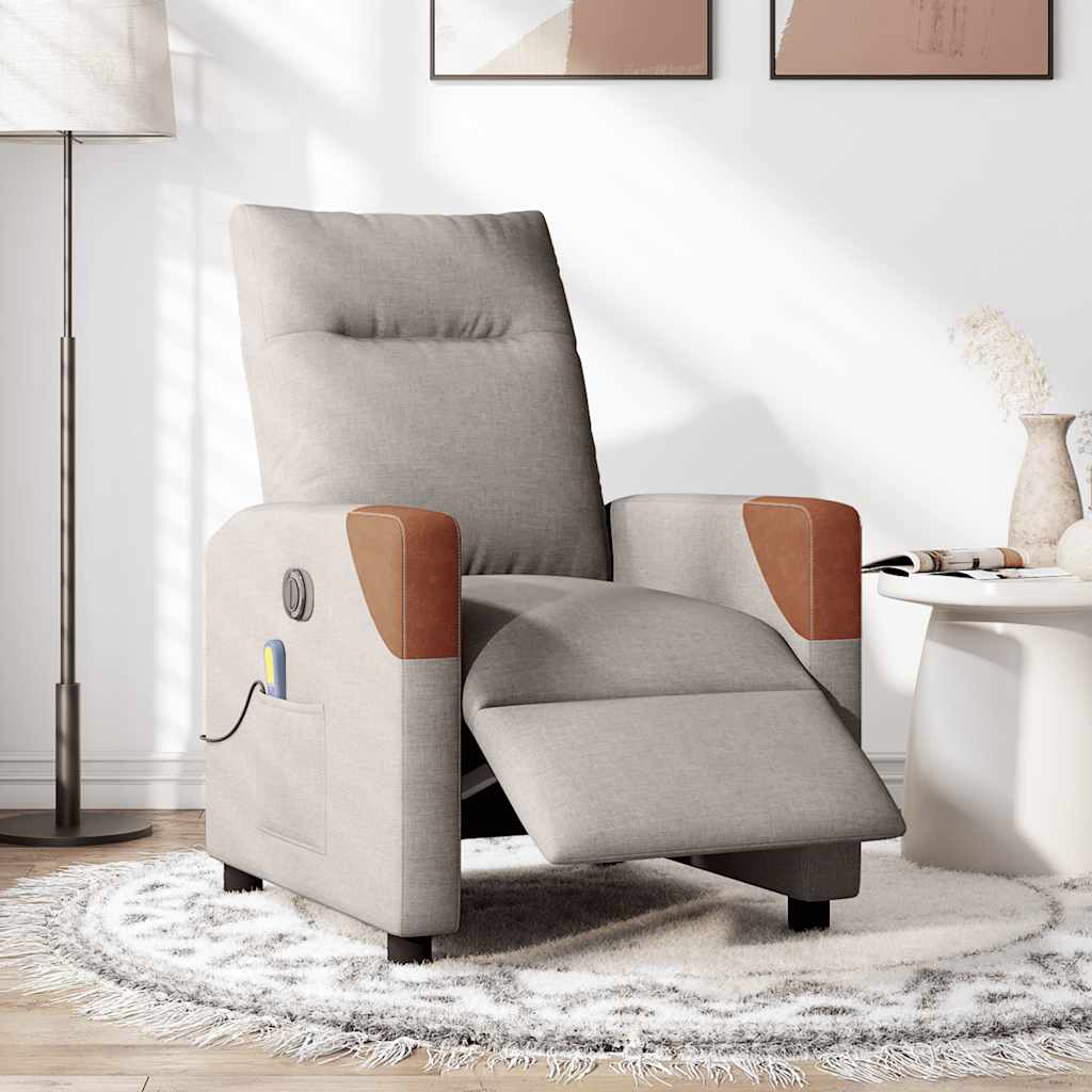 Massagestoel elektrisch verstelbaar stof taupe is nu te koop bij PeponiXL, paradijselijk wonen!
