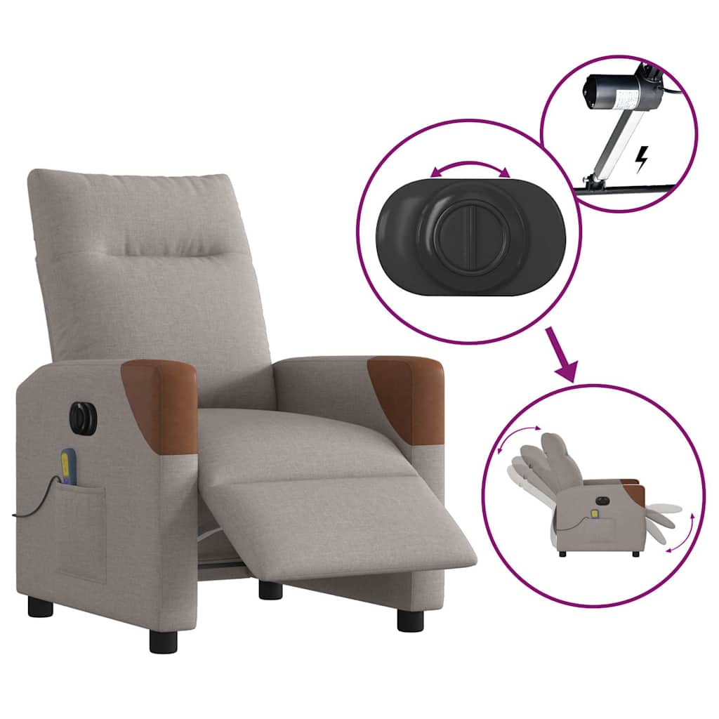 Massagestoel elektrisch verstelbaar stof taupe is nu te koop bij PeponiXL, paradijselijk wonen!