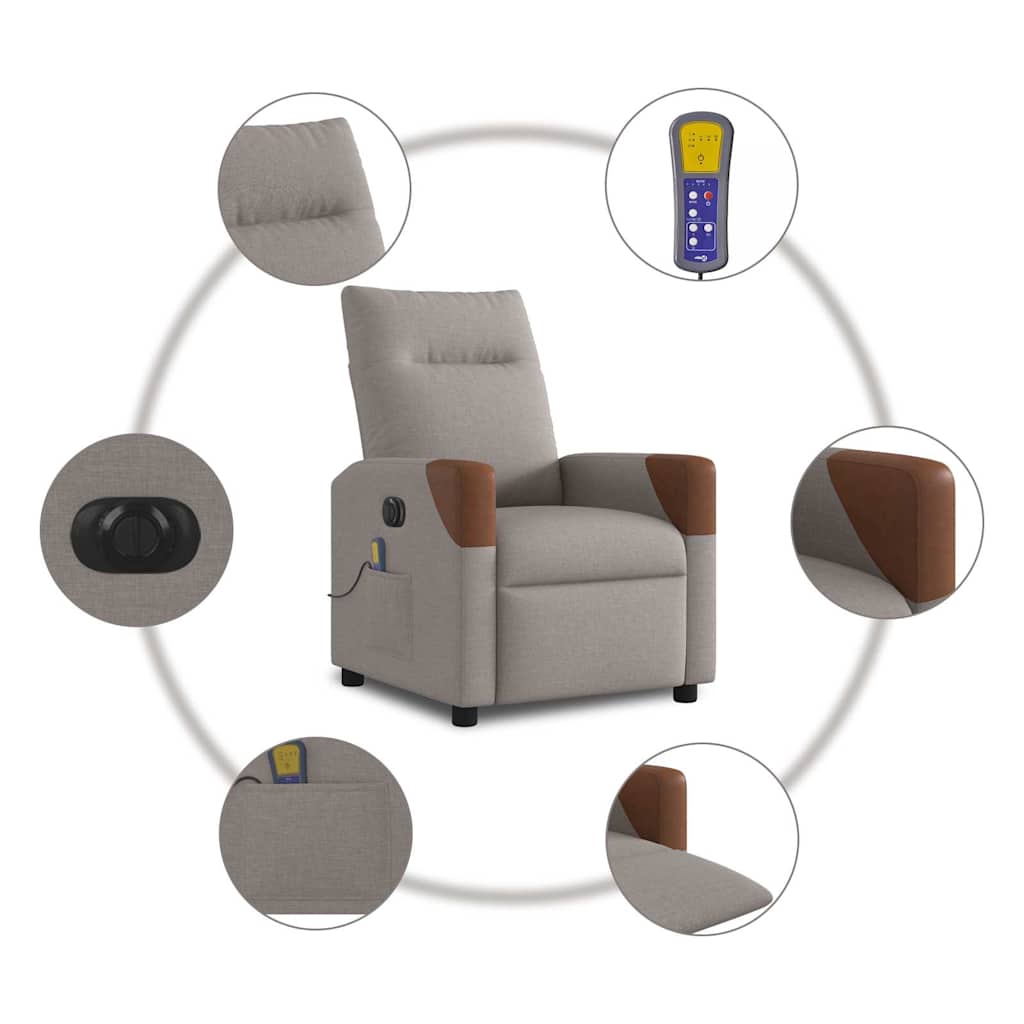 Massagestoel elektrisch verstelbaar stof taupe is nu te koop bij PeponiXL, paradijselijk wonen!