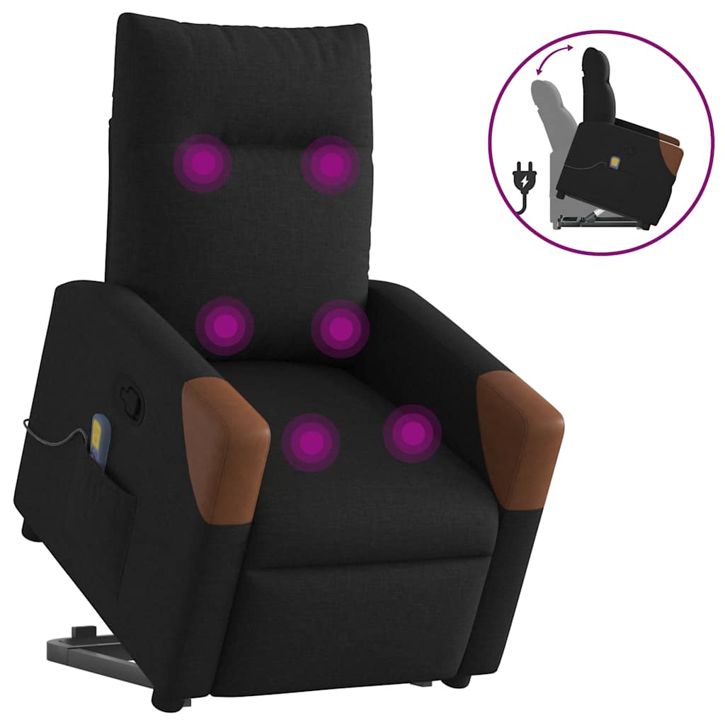 Sta-op-massagestoel verstelbaar stof zwart is nu te koop bij PeponiXL, paradijselijk wonen!