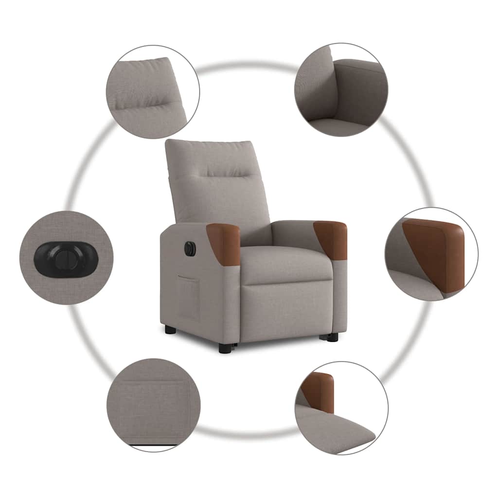 Sta-op-stoel elektrisch verstelbaar stof taupe is nu te koop bij PeponiXL, paradijselijk wonen!