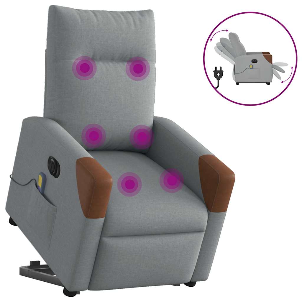 Sta-op-massagestoel elektrisch verstelbaar stof lichtgrijs is nu te koop bij PeponiXL, paradijselijk wonen!