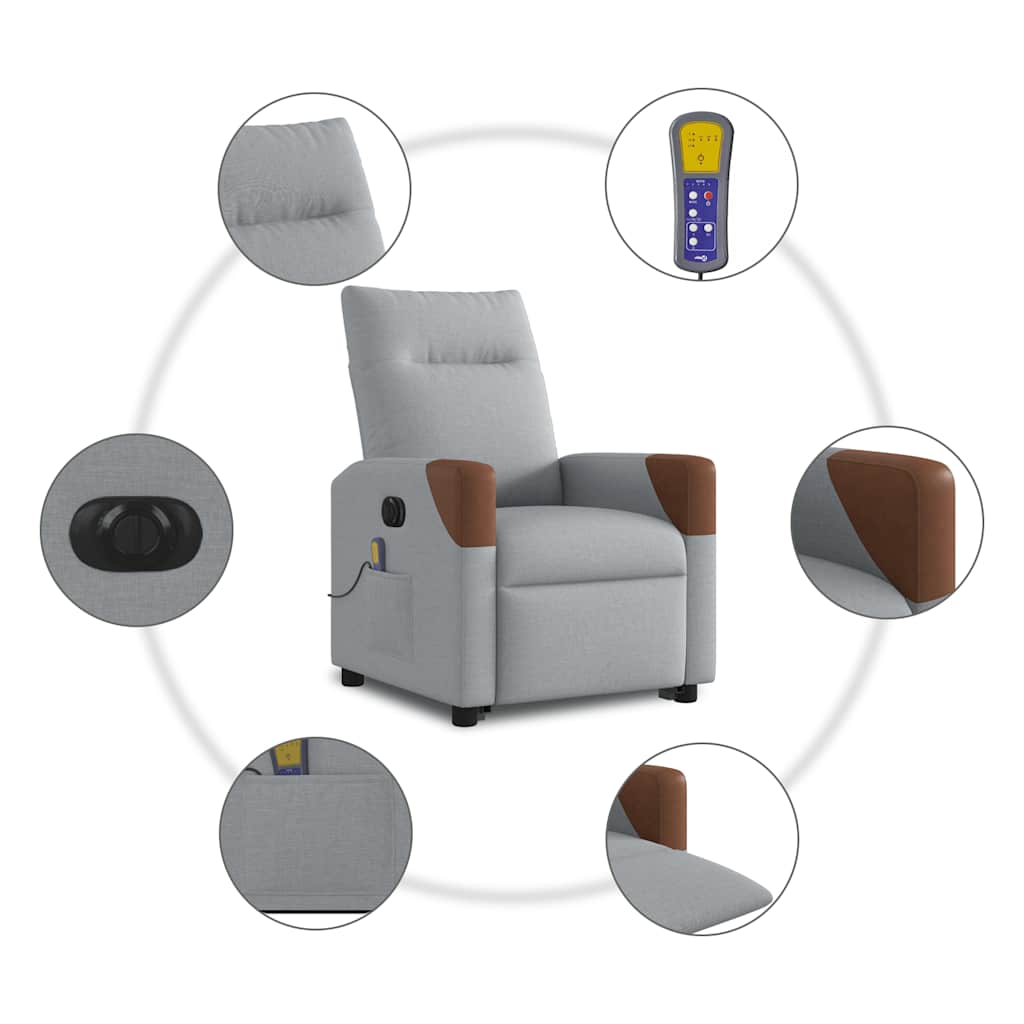 Sta-op-massagestoel elektrisch verstelbaar stof lichtgrijs is nu te koop bij PeponiXL, paradijselijk wonen!