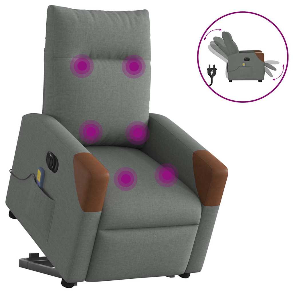 Sta-op-massagestoel elektrisch verstelbaar stof donkergrijs is nu te koop bij PeponiXL, paradijselijk wonen!
