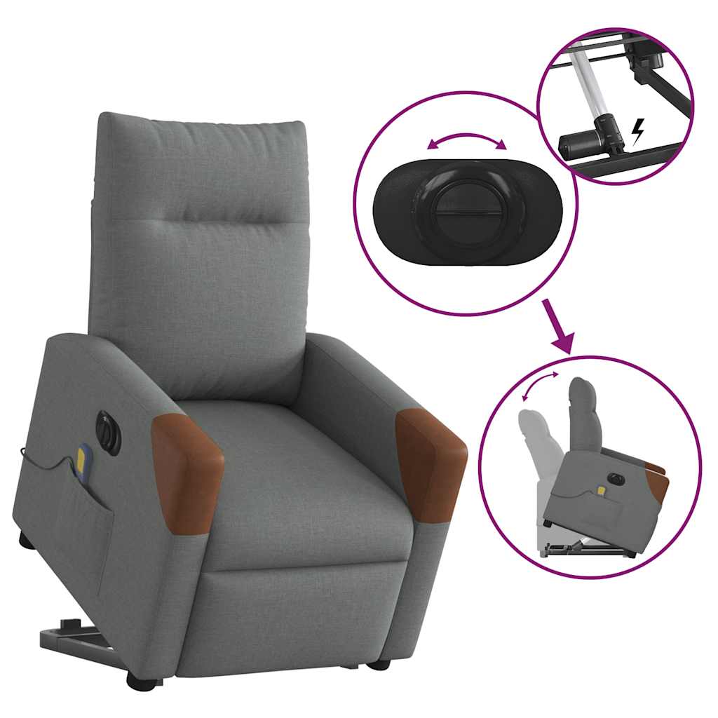 Sta-op-massagestoel elektrisch verstelbaar stof donkergrijs is nu te koop bij PeponiXL, paradijselijk wonen!