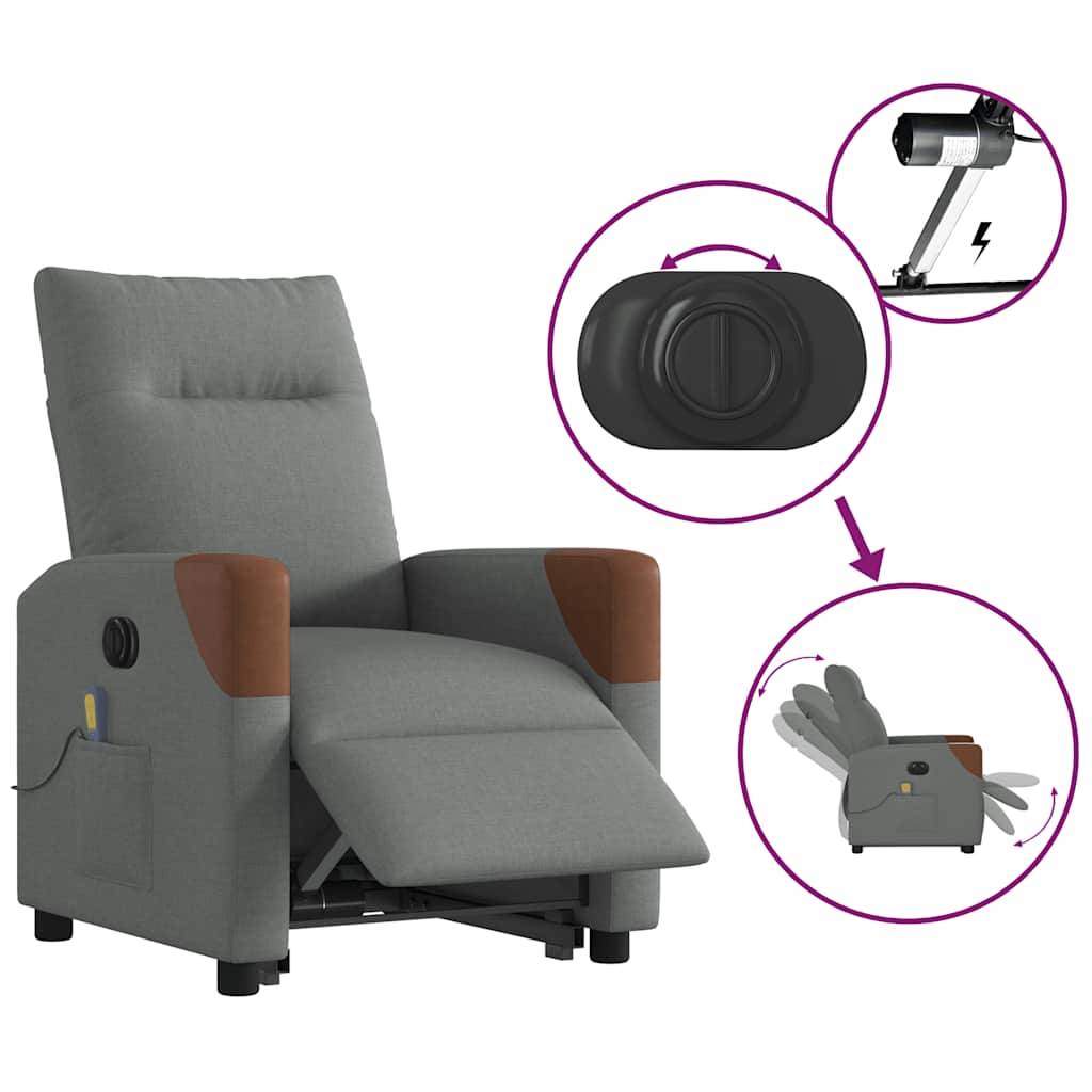 Sta-op-massagestoel elektrisch verstelbaar stof donkergrijs is nu te koop bij PeponiXL, paradijselijk wonen!