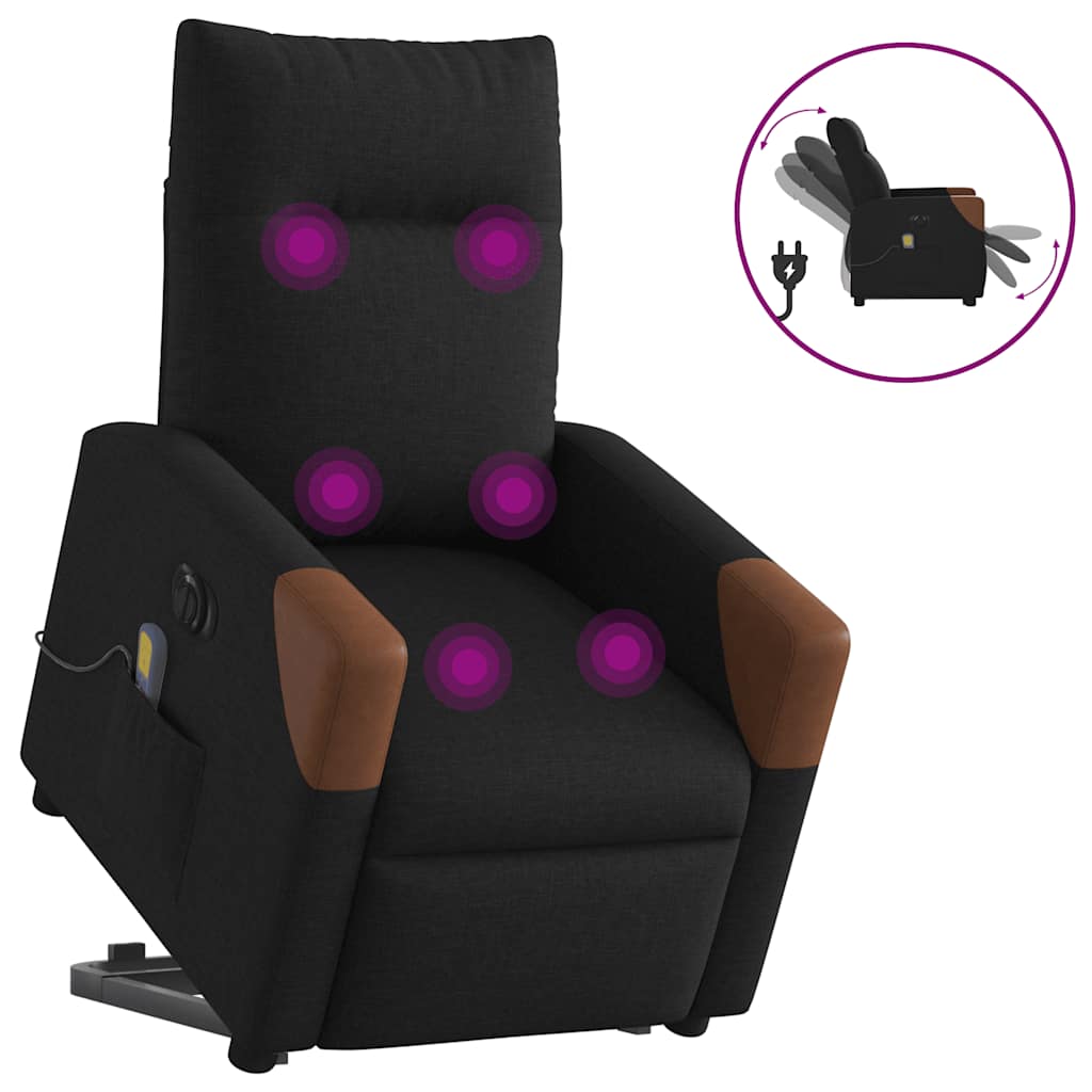 Sta-op-massagestoel elektrisch verstelbaar stof zwart is nu te koop bij PeponiXL, paradijselijk wonen!