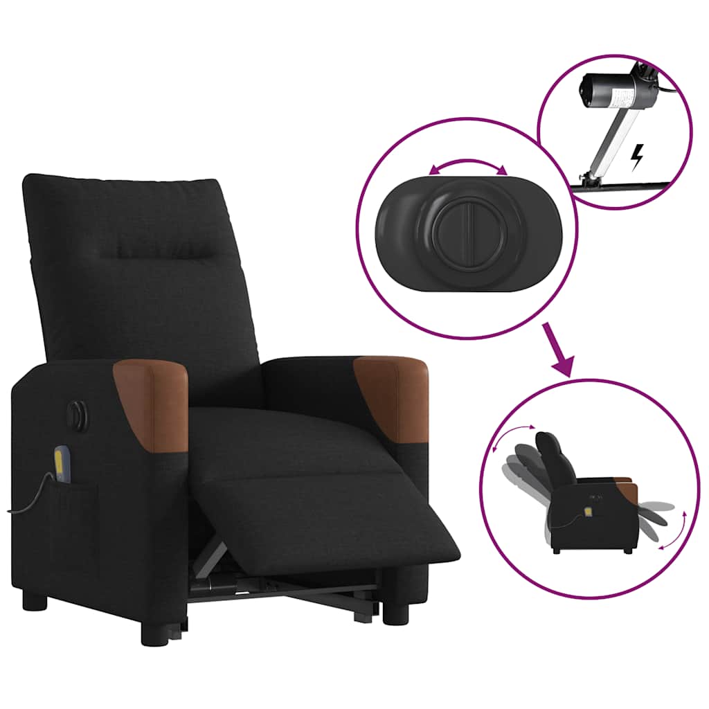 Sta-op-massagestoel elektrisch verstelbaar stof zwart is nu te koop bij PeponiXL, paradijselijk wonen!