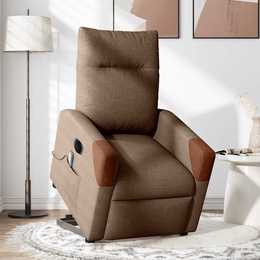Sta-op-massagestoel elektrisch verstelbaar stof bruin is nu te koop bij PeponiXL, paradijselijk wonen!