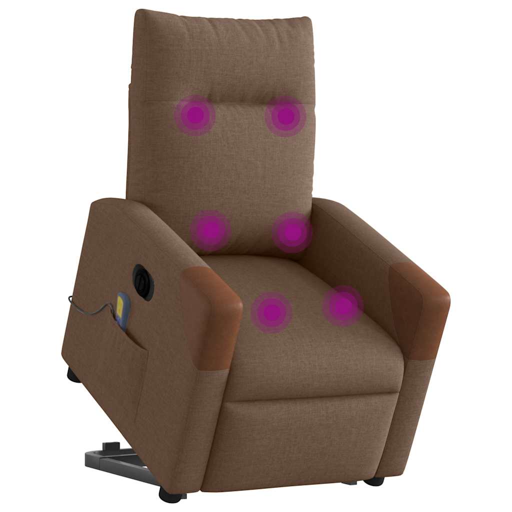 Sta-op-massagestoel elektrisch verstelbaar stof bruin is nu te koop bij PeponiXL, paradijselijk wonen!