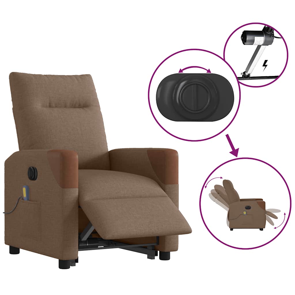 Sta-op-massagestoel elektrisch verstelbaar stof bruin is nu te koop bij PeponiXL, paradijselijk wonen!