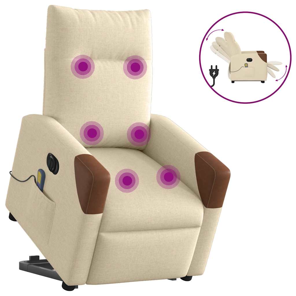 Sta-op-massagestoel elektrisch verstelbaar stof crèmekleurig is nu te koop bij PeponiXL, paradijselijk wonen!