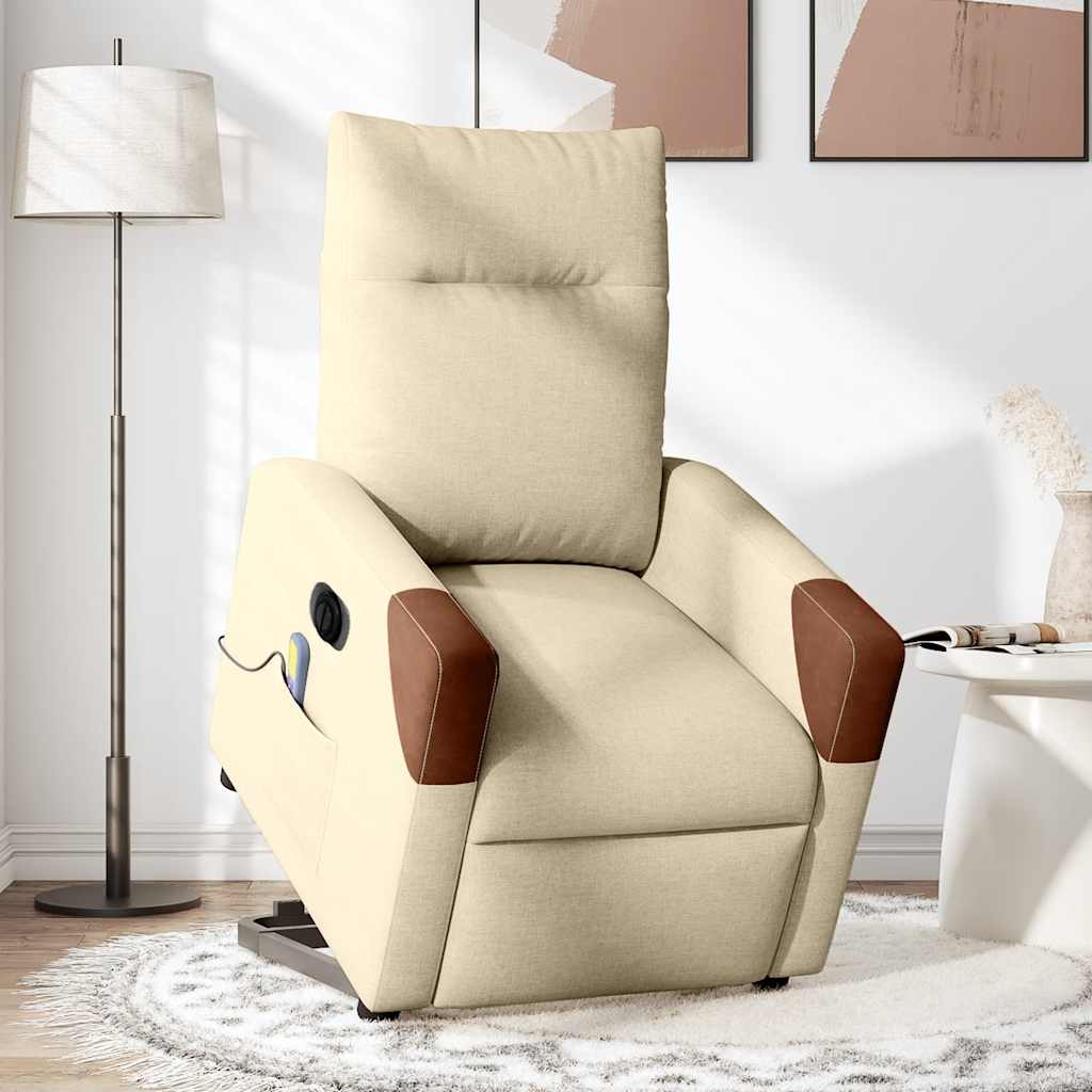 Sta-op-massagestoel elektrisch verstelbaar stof crèmekleurig is nu te koop bij PeponiXL, paradijselijk wonen!