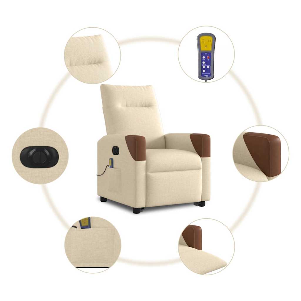 Sta-op-massagestoel elektrisch verstelbaar stof crèmekleurig is nu te koop bij PeponiXL, paradijselijk wonen!