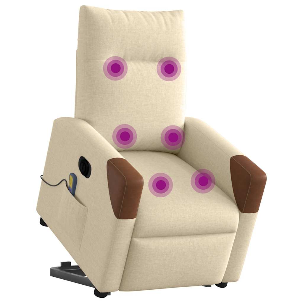 Sta-op-massagestoel elektrisch verstelbaar stof crèmekleurig is nu te koop bij PeponiXL, paradijselijk wonen!