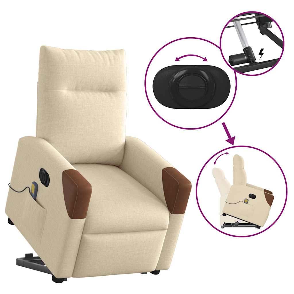 Sta-op-massagestoel elektrisch verstelbaar stof crèmekleurig is nu te koop bij PeponiXL, paradijselijk wonen!