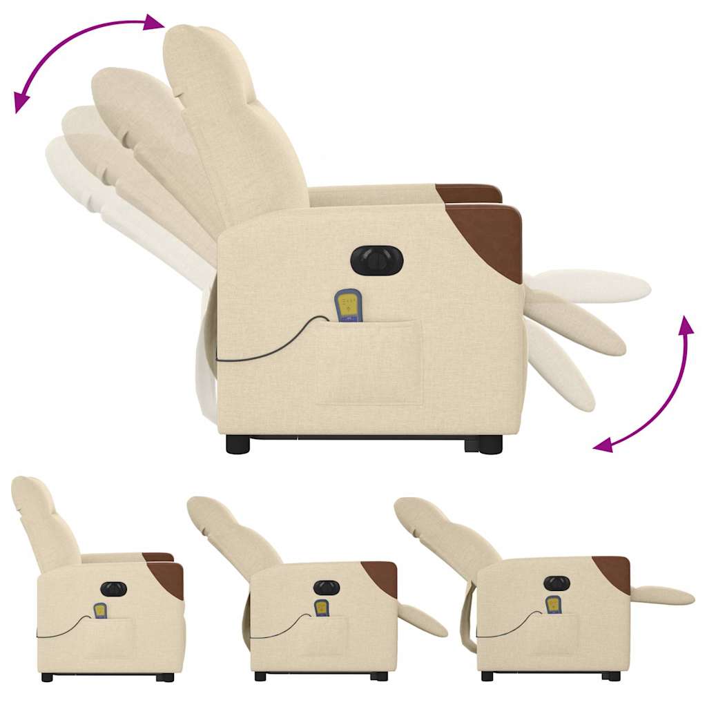 Sta-op-massagestoel elektrisch verstelbaar stof crèmekleurig is nu te koop bij PeponiXL, paradijselijk wonen!