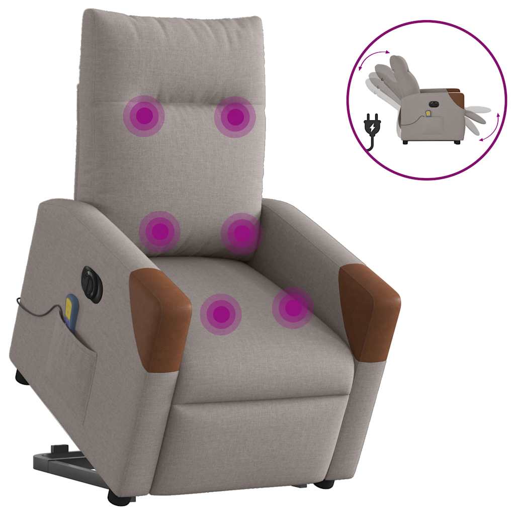 Sta-op-massagestoel elektrisch verstelbaar stof taupe is nu te koop bij PeponiXL, paradijselijk wonen!