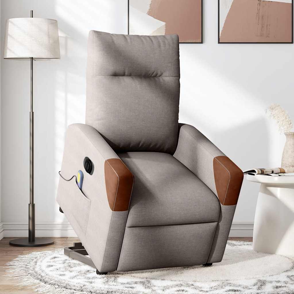 Sta-op-massagestoel elektrisch verstelbaar stof taupe is nu te koop bij PeponiXL, paradijselijk wonen!