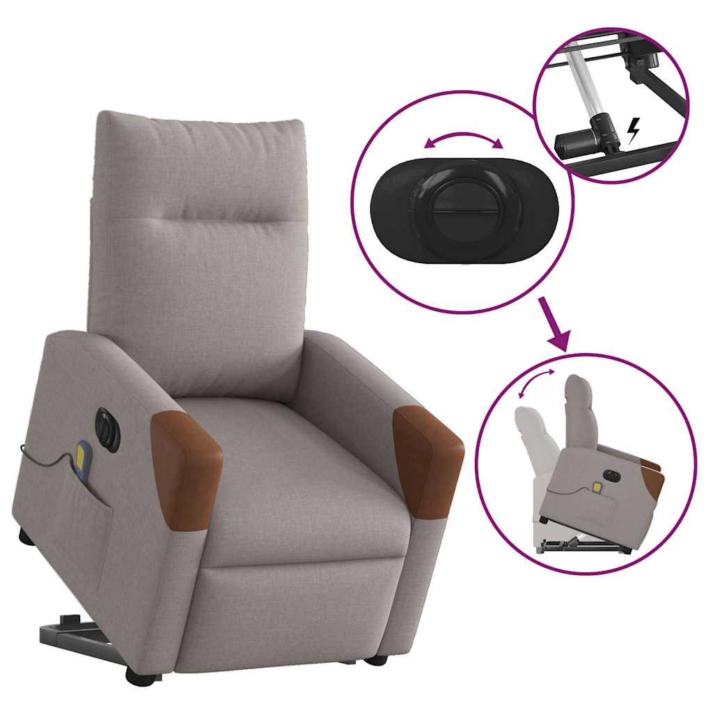 Sta-op-massagestoel elektrisch verstelbaar stof taupe is nu te koop bij PeponiXL, paradijselijk wonen!