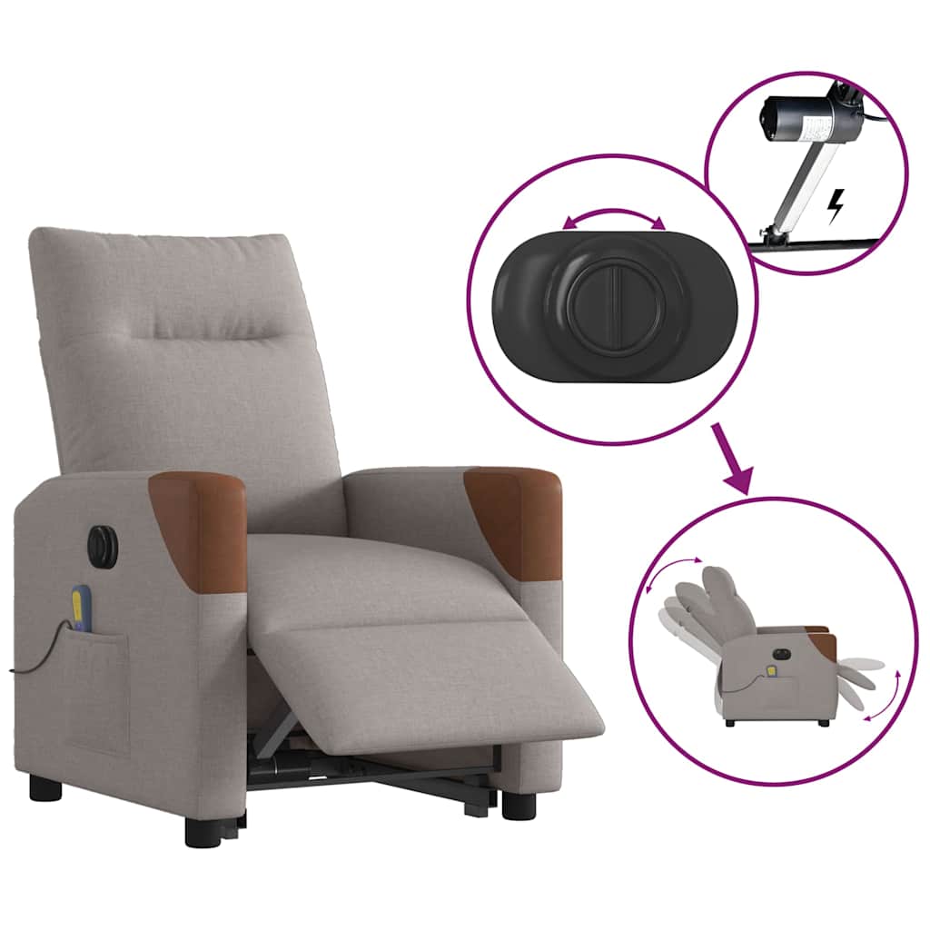 Sta-op-massagestoel elektrisch verstelbaar stof taupe is nu te koop bij PeponiXL, paradijselijk wonen!