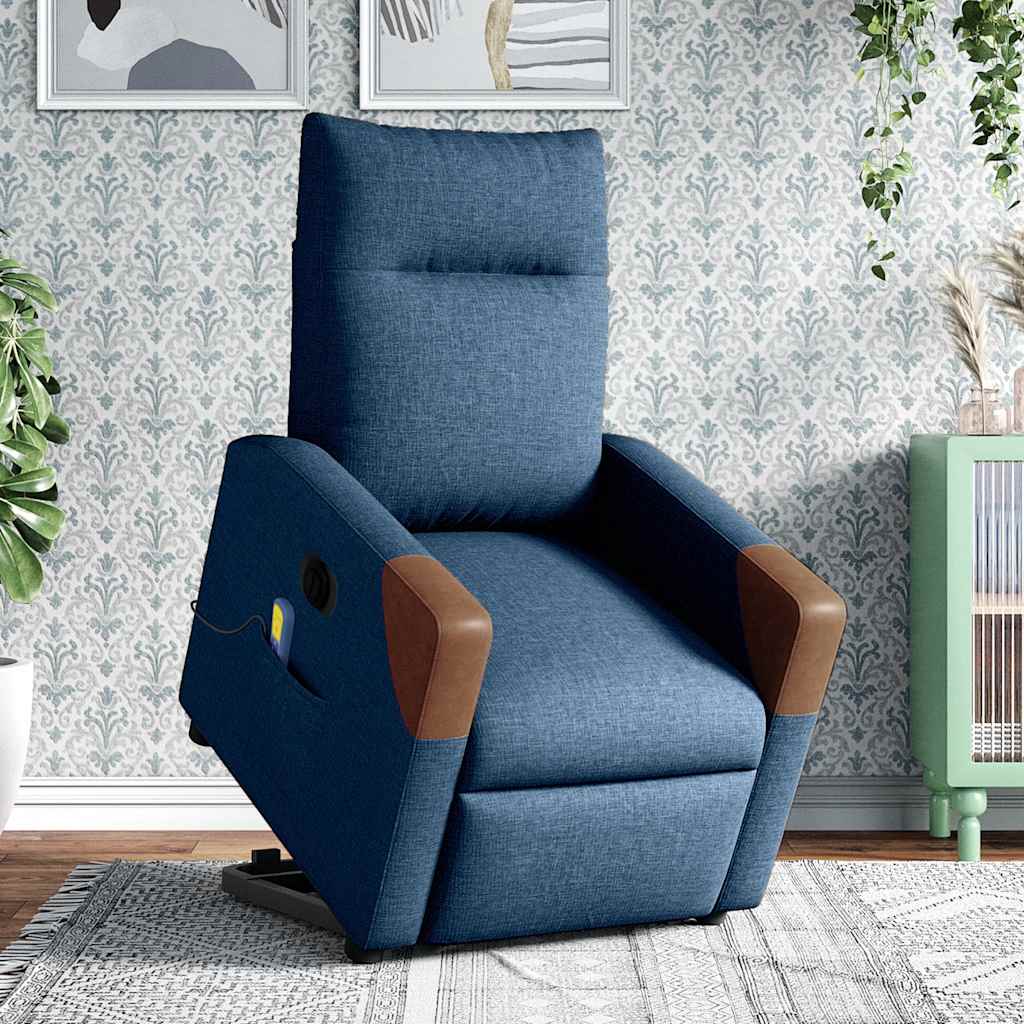 Sta-op-massagestoel elektrisch verstelbaar stof blauw is nu te koop bij PeponiXL, paradijselijk wonen!