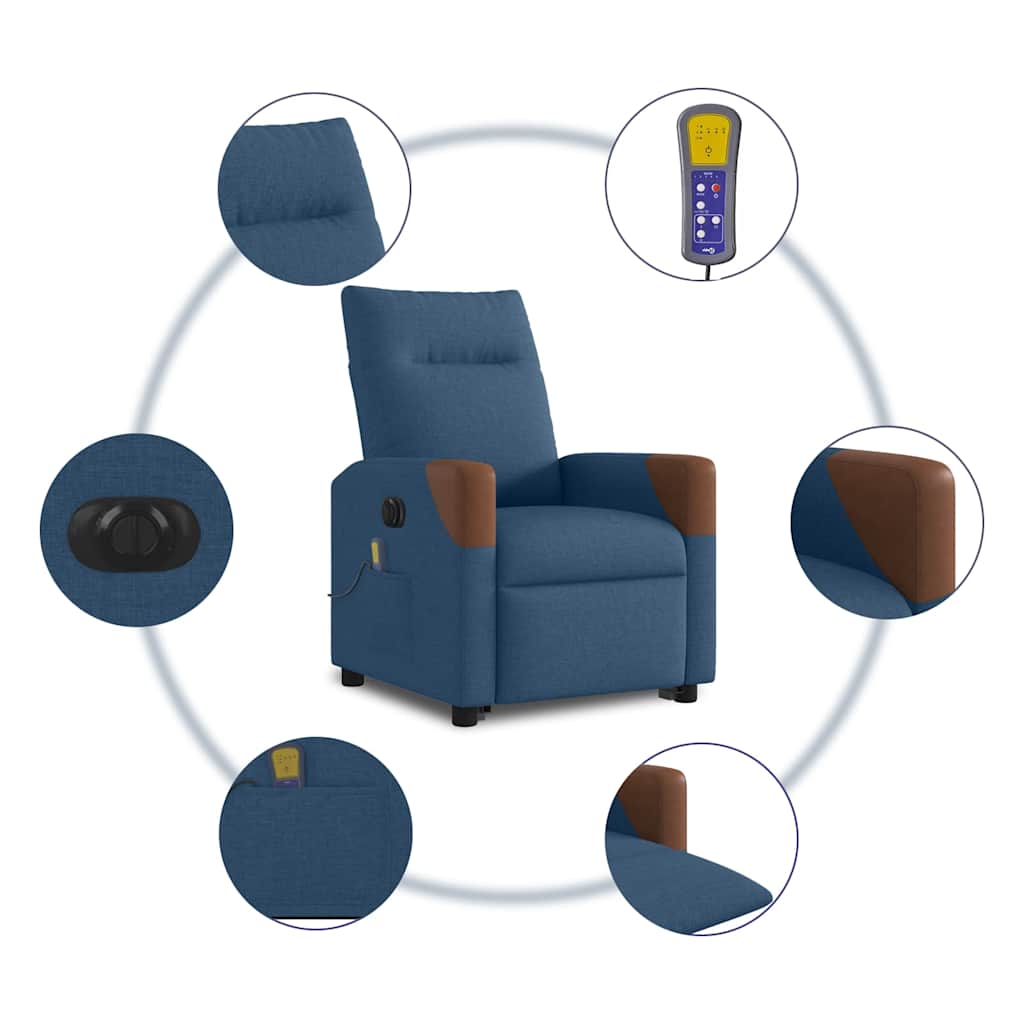 Sta-op-massagestoel elektrisch verstelbaar stof blauw is nu te koop bij PeponiXL, paradijselijk wonen!