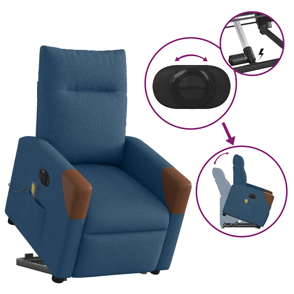 Sta-op-massagestoel elektrisch verstelbaar stof blauw is nu te koop bij PeponiXL, paradijselijk wonen!