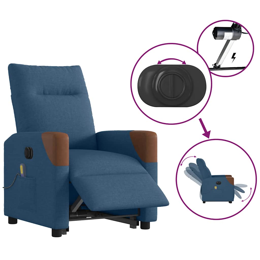 Sta-op-massagestoel elektrisch verstelbaar stof blauw is nu te koop bij PeponiXL, paradijselijk wonen!