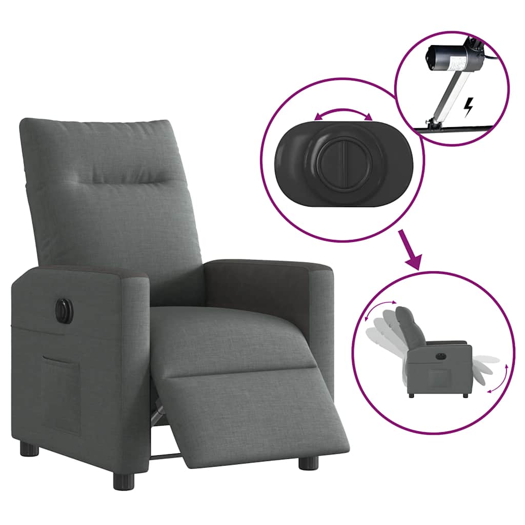 Fauteuil elektrisch verstelbaar stof donkergrijs is nu te koop bij PeponiXL, paradijselijk wonen!
