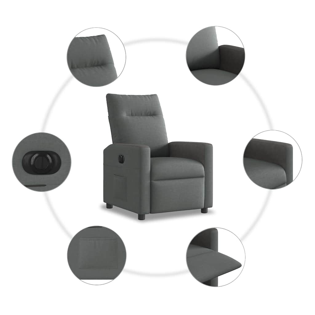 Fauteuil elektrisch verstelbaar stof donkergrijs is nu te koop bij PeponiXL, paradijselijk wonen!