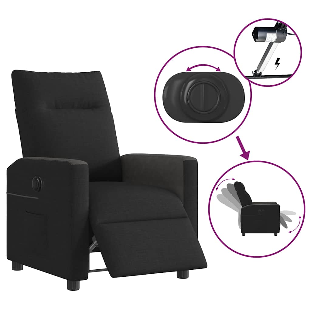 Fauteuil verstelbaar elektrisch stof zwart is nu te koop bij PeponiXL, paradijselijk wonen!