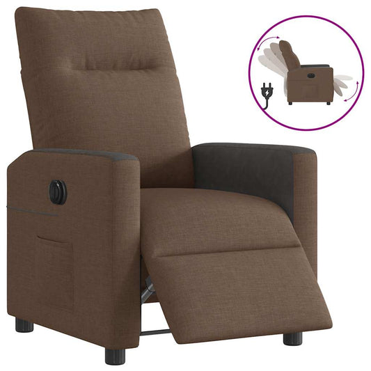 Fauteuil verstelbaar elektrisch stof bruin is nu te koop bij PeponiXL, paradijselijk wonen!