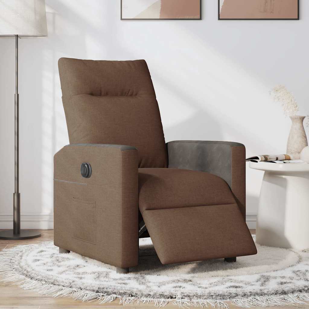 Fauteuil verstelbaar elektrisch stof bruin is nu te koop bij PeponiXL, paradijselijk wonen!