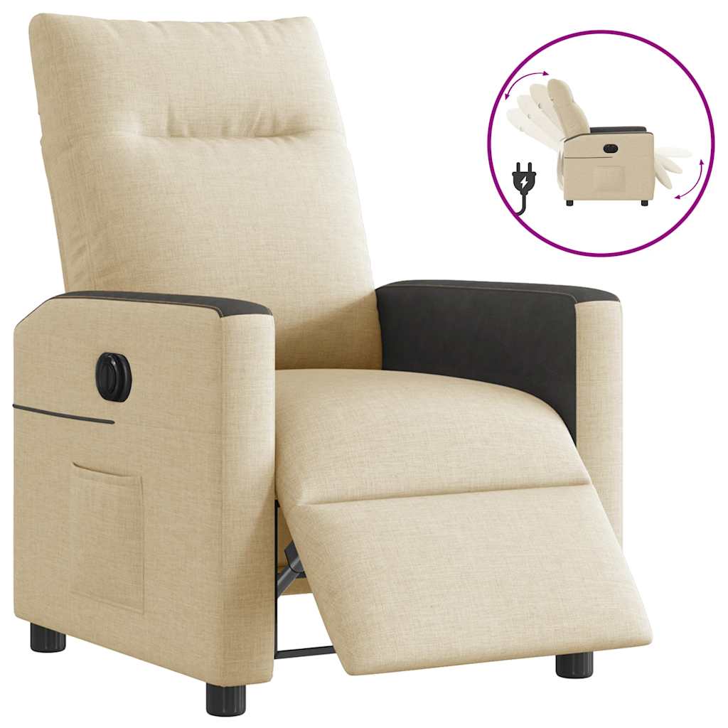Fauteuil verstelbaar elektrisch stof crèmekleurig is nu te koop bij PeponiXL, paradijselijk wonen!