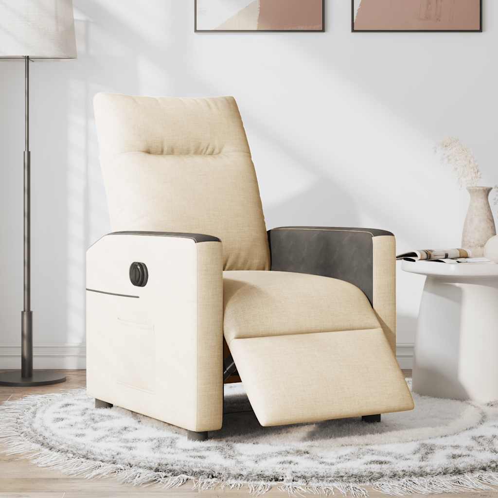 Fauteuil verstelbaar elektrisch stof crèmekleurig is nu te koop bij PeponiXL, paradijselijk wonen!