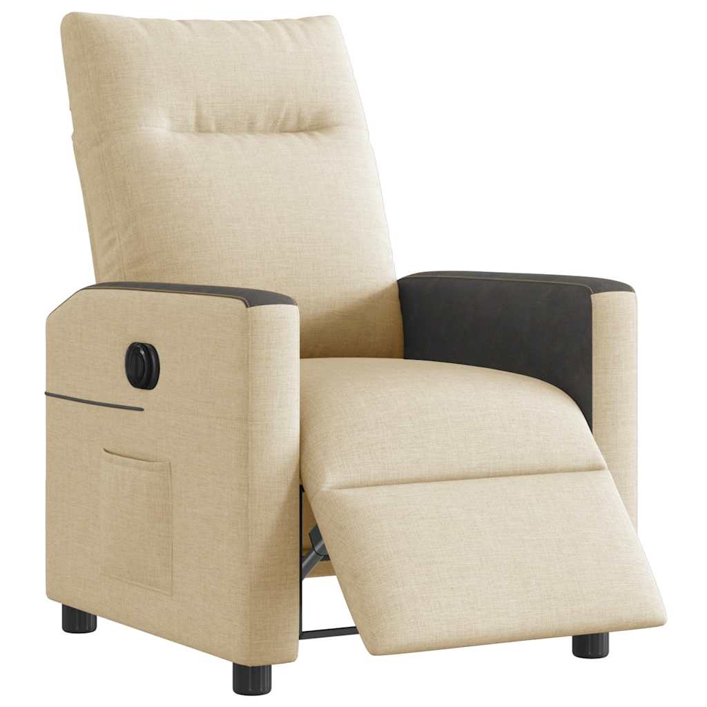 Fauteuil verstelbaar elektrisch stof crèmekleurig is nu te koop bij PeponiXL, paradijselijk wonen!