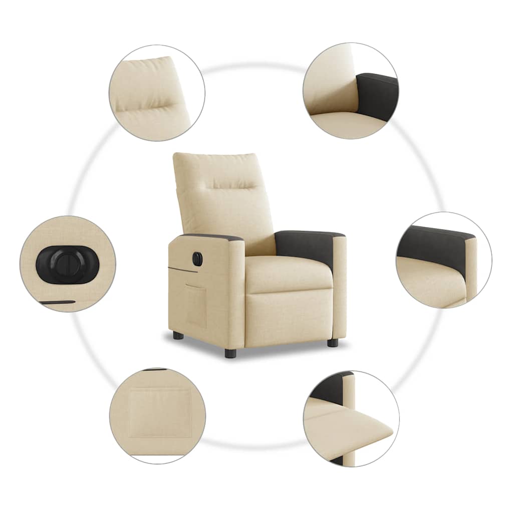 Fauteuil verstelbaar elektrisch stof crèmekleurig is nu te koop bij PeponiXL, paradijselijk wonen!
