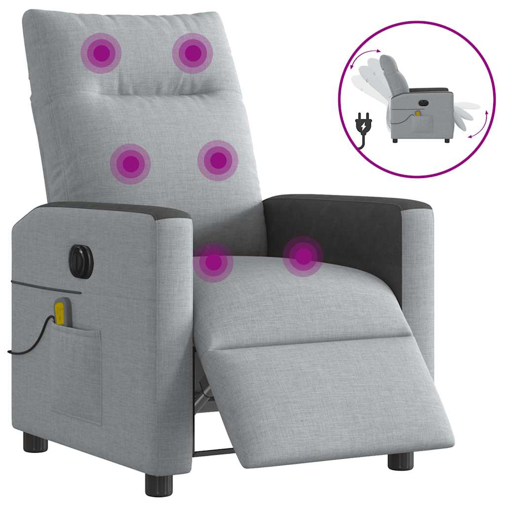 Massagestoel elektrisch verstelbaar stof lichtgrijs is nu te koop bij PeponiXL, paradijselijk wonen!
