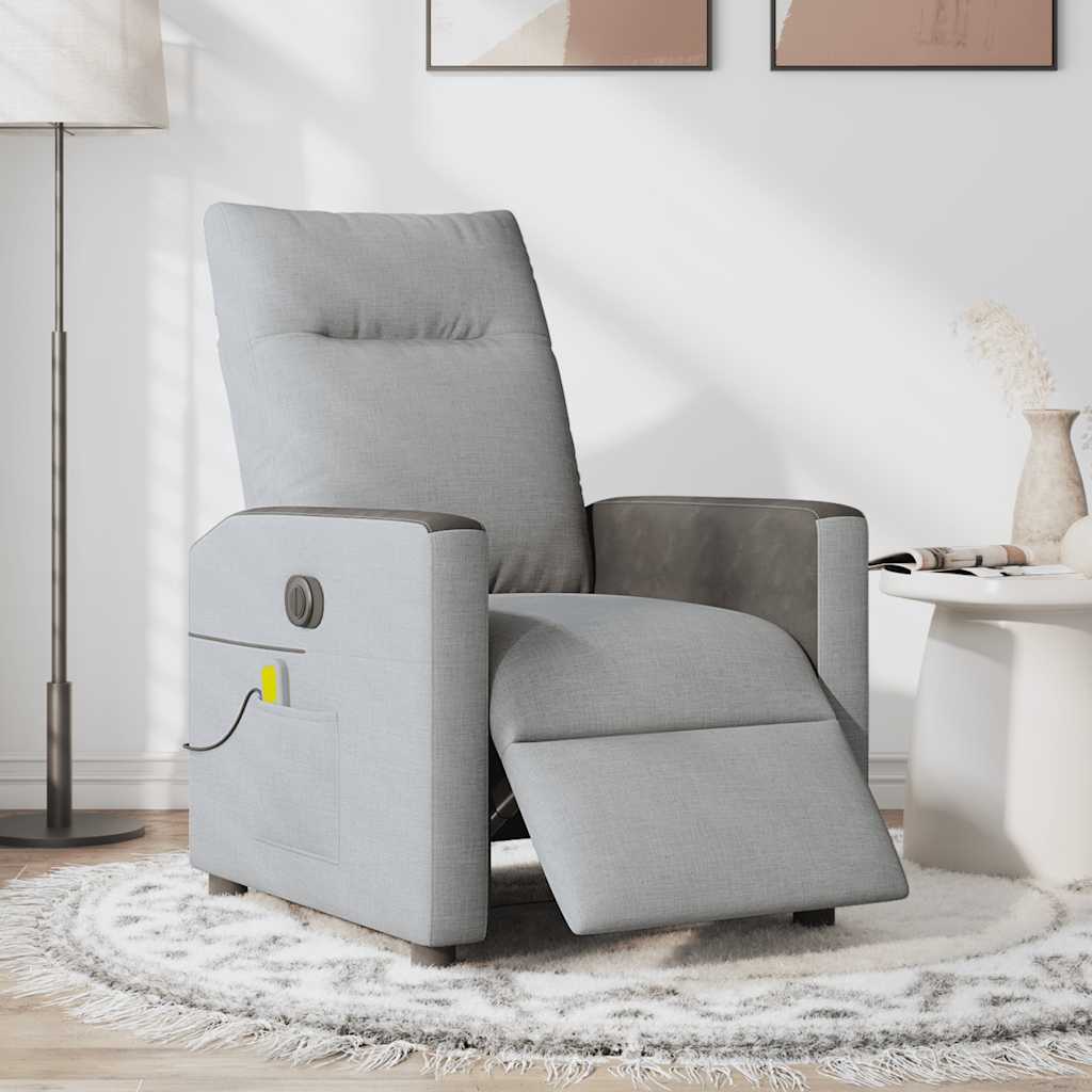 Massagestoel elektrisch verstelbaar stof lichtgrijs is nu te koop bij PeponiXL, paradijselijk wonen!