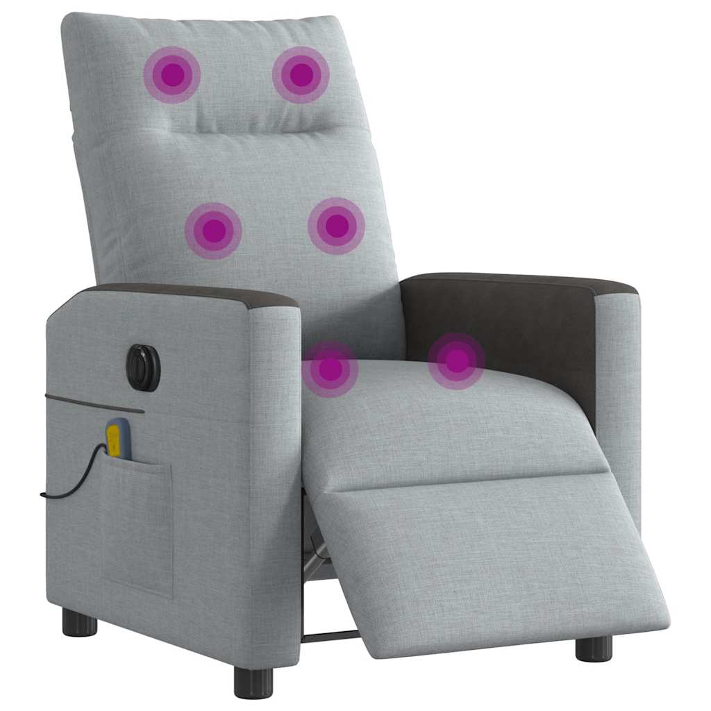 Massagestoel elektrisch verstelbaar stof lichtgrijs is nu te koop bij PeponiXL, paradijselijk wonen!