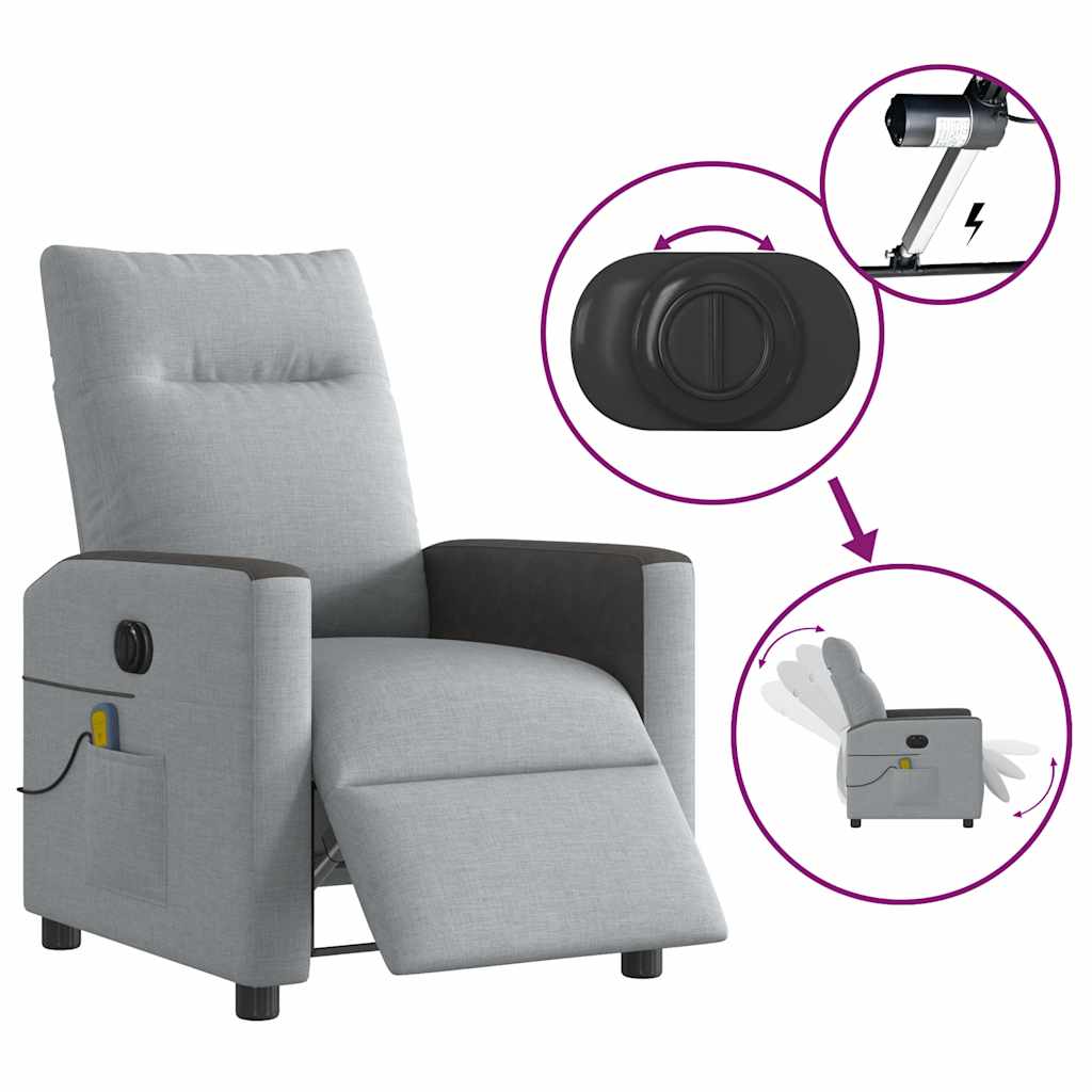 Massagestoel elektrisch verstelbaar stof lichtgrijs is nu te koop bij PeponiXL, paradijselijk wonen!