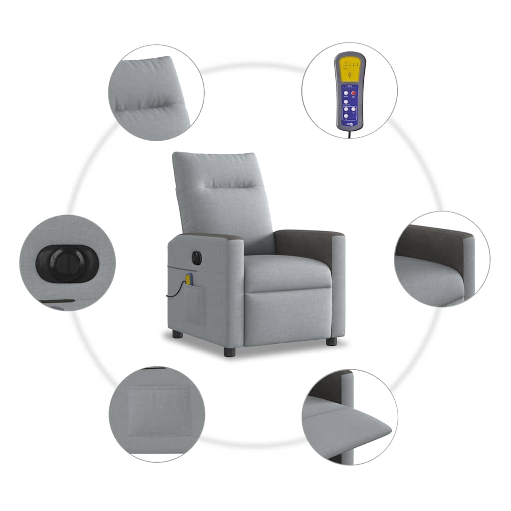 Massagestoel elektrisch verstelbaar stof lichtgrijs is nu te koop bij PeponiXL, paradijselijk wonen!