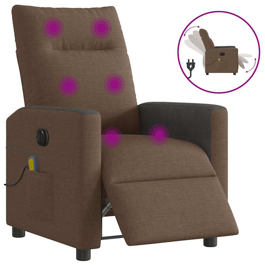 Massagestoel elektrisch verstelbaar stof bruin is nu te koop bij PeponiXL, paradijselijk wonen!