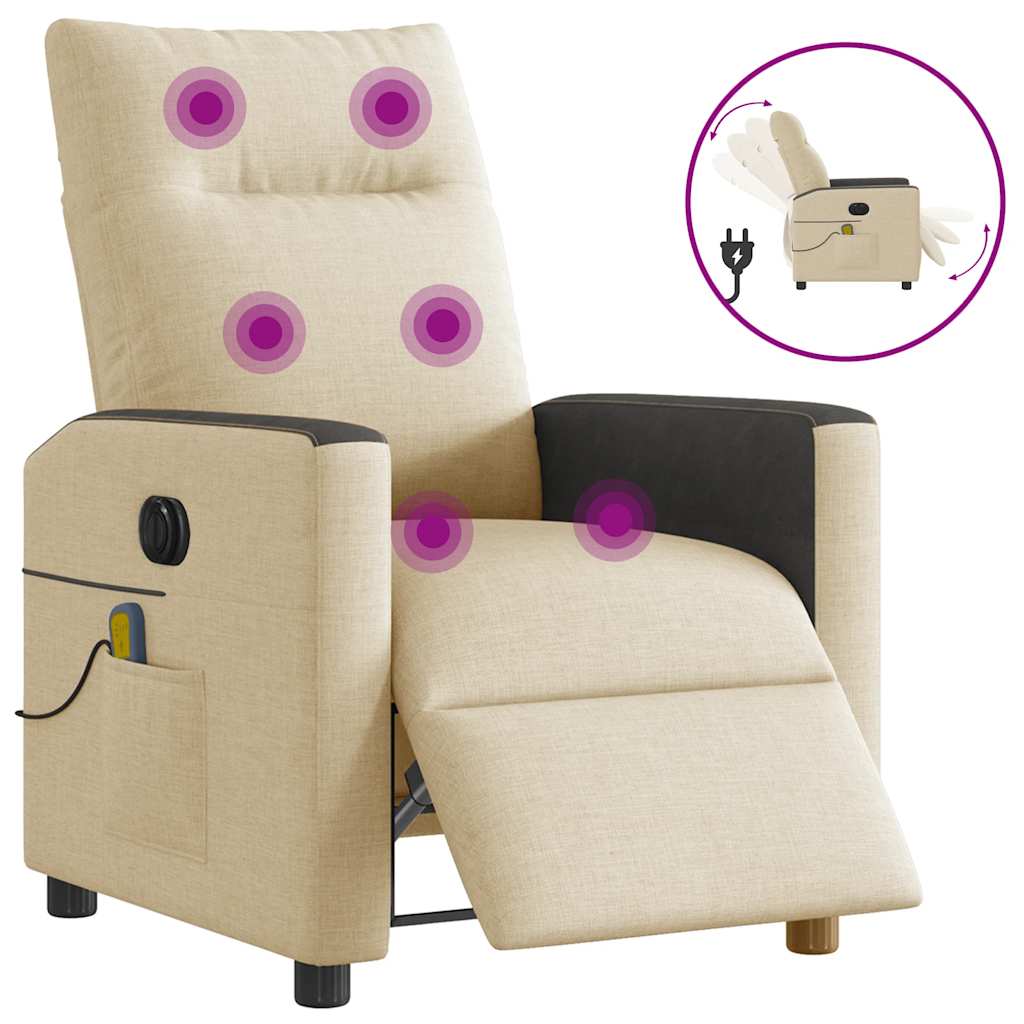 Massagestoel elektrisch verstelbaar stof crèmekleurig is nu te koop bij PeponiXL, paradijselijk wonen!