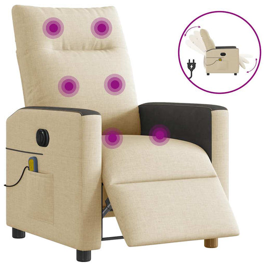 Massagestoel elektrisch verstelbaar stof crèmekleurig is nu te koop bij PeponiXL, paradijselijk wonen!
