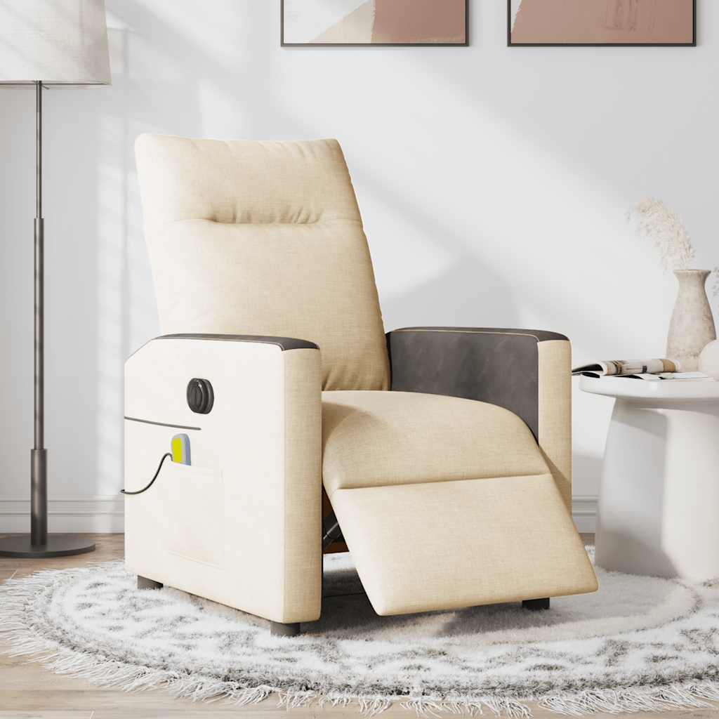 Massagestoel elektrisch verstelbaar stof crèmekleurig is nu te koop bij PeponiXL, paradijselijk wonen!