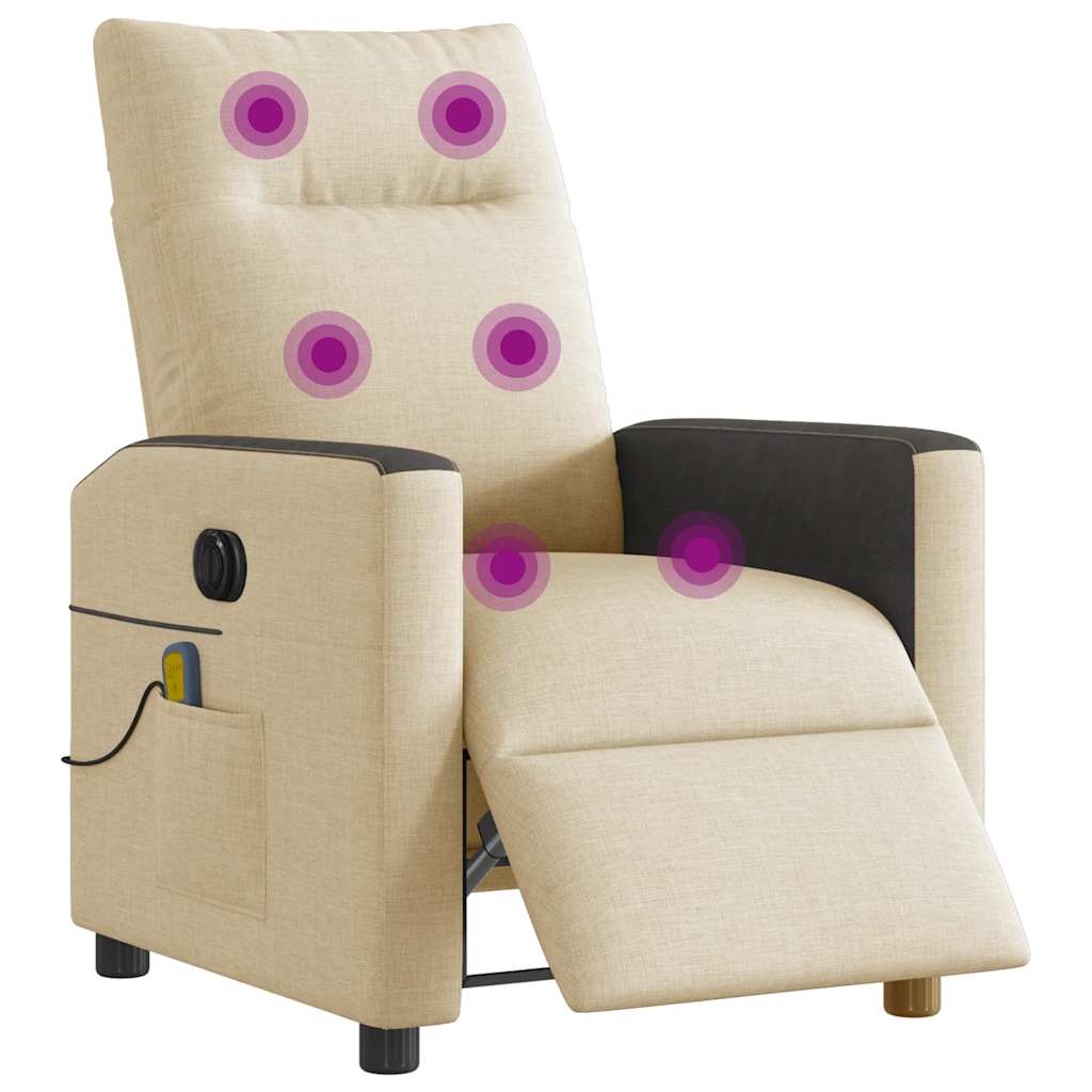 Massagestoel elektrisch verstelbaar stof crèmekleurig is nu te koop bij PeponiXL, paradijselijk wonen!