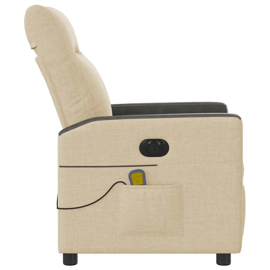 Massagestoel elektrisch verstelbaar stof crèmekleurig is nu te koop bij PeponiXL, paradijselijk wonen!