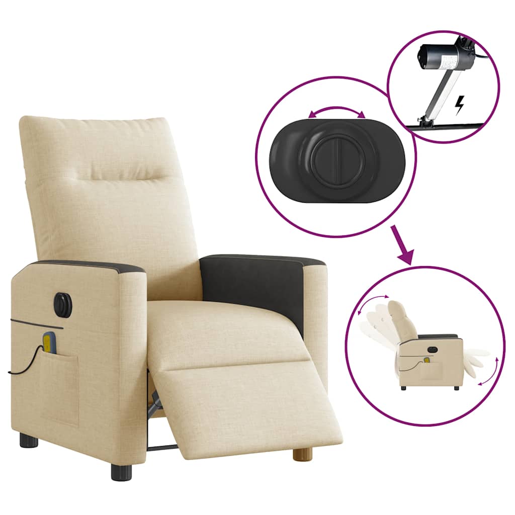 Massagestoel elektrisch verstelbaar stof crèmekleurig is nu te koop bij PeponiXL, paradijselijk wonen!